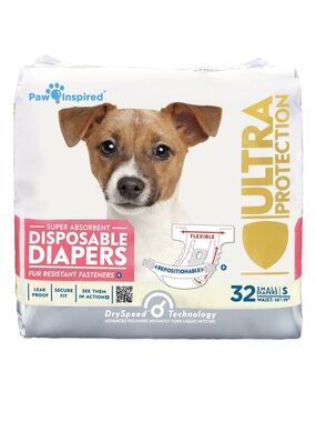 Paw Inspired SMALL Disposable Female Dog Diapers - 29 count